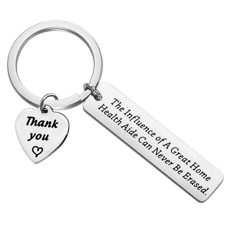 [Australia] - FEELMEM Home Health Aide Gifts HHA Gifts Nurse Gifts The Influence of A Great Home Health Aide Can Never Be Erased Keychain Thank You Gift for Nurse Practitioner Nurses Aide silver 