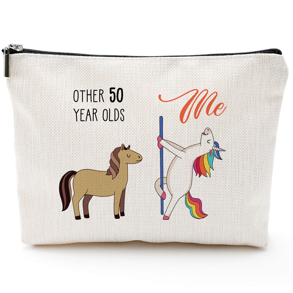 [Australia] - 50th Birthday Gifts for Women - 1971 Birthday Gifts for Women, 50 Years Old Birthday Gifts Makeup Bag for Mom, Wife, Friend, Sister, Her, Colleague, Coworker(Makeup bag-50th Unicorn) 