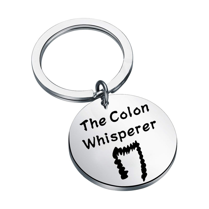 [Australia] - FEELMEM Gastroenterologist Gift Proctologist Gift The Colon Whisperer Keychain Funny Proctology Gift for Gastroenterology Doctors Nurse Colorectal Surgeon silver 