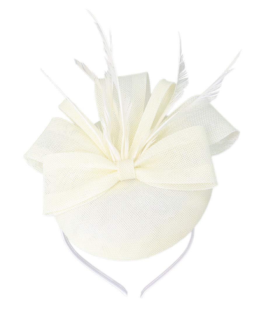 [Australia] - Biruil Fascinators Hat for Women Girls Sinamay Flower Feathers Tea Party Cocktail Headband Hair Clip A Beige 