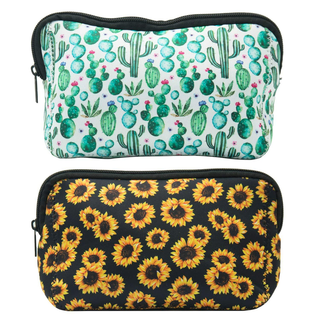 [Australia] - SUBANG 2 Pieces Makeup bags Waterproof Makeup bag Makeup Pouch Travel Bags for Women Girls, Sunflower and Cactus 