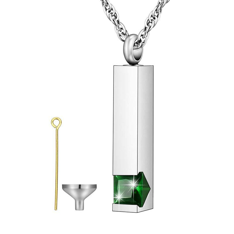 [Australia] - Dletay Crystal Cremation Jewelry for Ashes Birthstone Memorial Ashes Necklace Cube Urn Necklace for Ashes May 