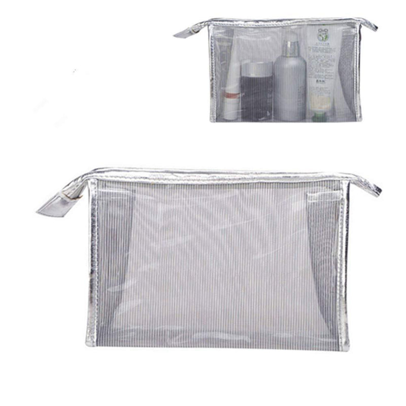 [Australia] - SiyuXinyi cosmetic bag - storage bag bag - nylon mesh cosmetic bag, cosmetic storage bag with zipper closure, water-resistant transparent solid reinforced PVC mesh plastic - (gray) 