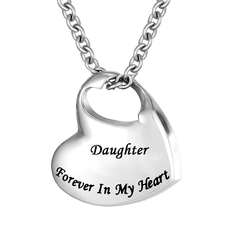 [Australia] - New Heart Cremation Urn Necklace for Ashes Memorial Pendant stainless steel Jewelry,Forever in My Heart Carved Locket,Gift for dad&mom Daughter 