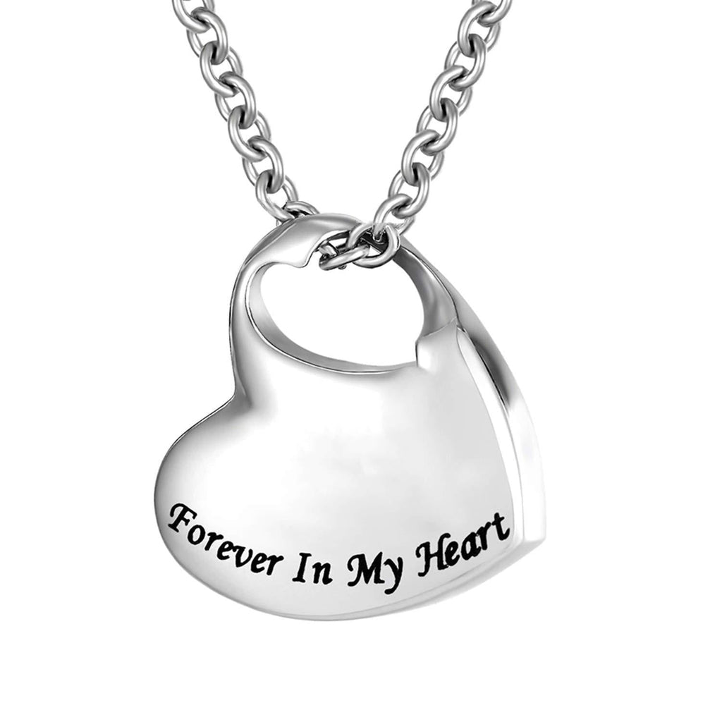 [Australia] - New Heart Cremation Urn Necklace for Ashes Memorial Pendant stainless steel Jewelry,Forever in My Heart Carved Locket,Gift for dad&mom(Blank) 