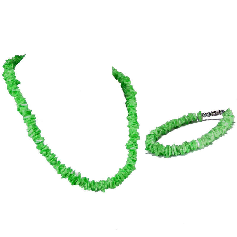[Australia] - BlueRica 2 Piece Set ~ Mint Green Puka Chip Shells Necklace & Anklet 
