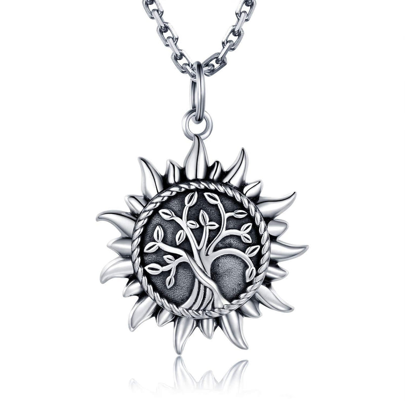[Australia] - 925 Sterling Silver Urn Necklace Ring for Ashes Sunshine Cremation Keepsake Pendant Family Tree of Life Ashes Necklace Jewelry Locket Memorial Always in My Heart Memory Necklace Gift 
