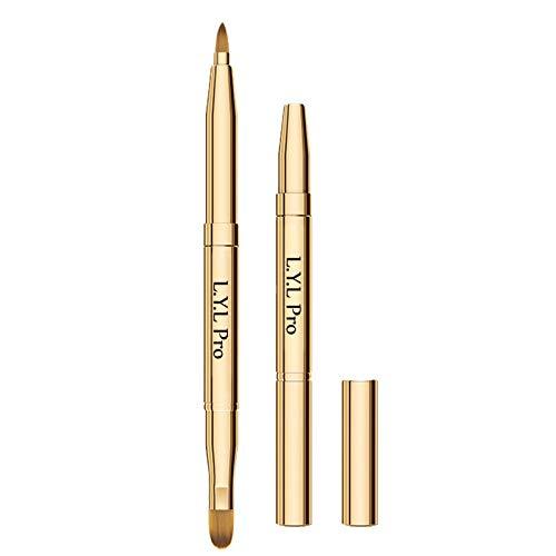 [Australia] - L.Y.L Pro Gold Retractable Lip Makeup Brushes Double-Ended Retractable Lip Brush Travel Lipstick Gloss Makeup Brush for Christmas Gifts 
