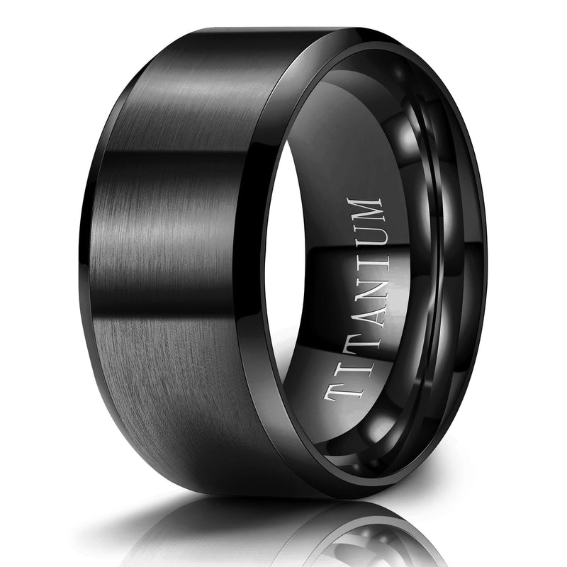 [Australia] - M MOOHAM Titanium Rings 4mm 6mm 8mm 10mm Wedding Bands Matte Beveled Edge Comfort Fit for Men, Black, Gold, Silver, Blue, Silver and Gold 10mm Black 5 