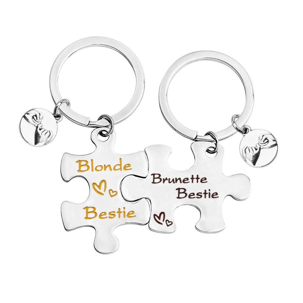 [Australia] - bobauna Best Friend Keychain Set Brunette Bestie Blonde Bestie Friendship Jewelry Gift for BFF Soul Sisters Bridesmaid brunette blonde bestie keychain 