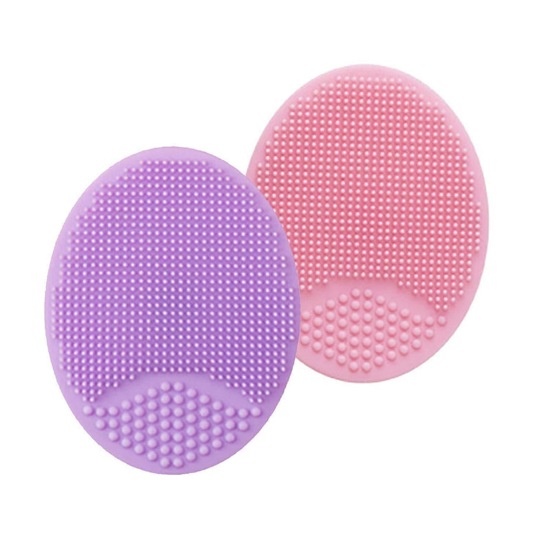 [Australia] - Face Scrubber,Soft Silicone Facial Cleansing Brush Wash Sponge Massage Pore Blackhead Removing Exfoliating Scrub for Sensitive Greasy Dry and All Kinds of Skin (Pink+Purple) Pink+Purple 