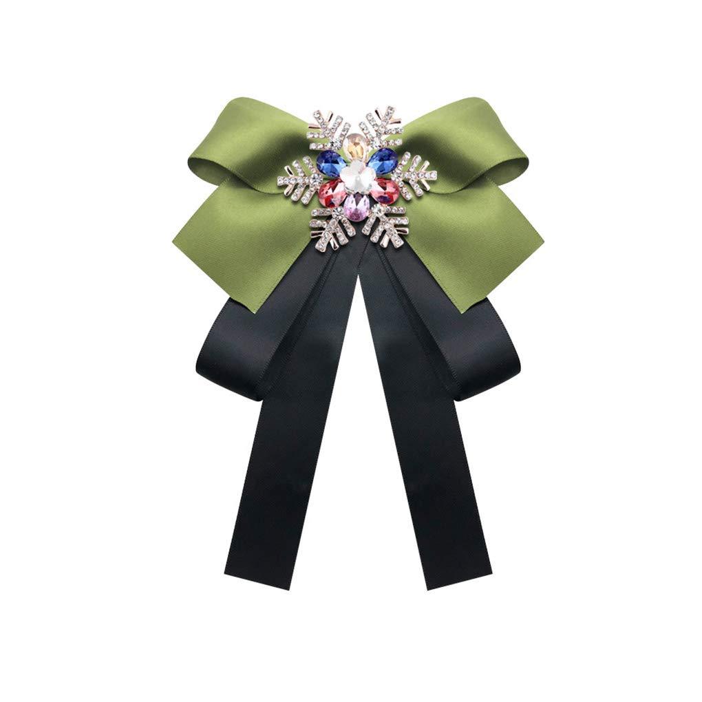 [Australia] - JustMyDress Christmas Snowflake Brooches Pin Bow for Women Girls Brooches Pre-Tied Bowknot JW58 Olive Green 