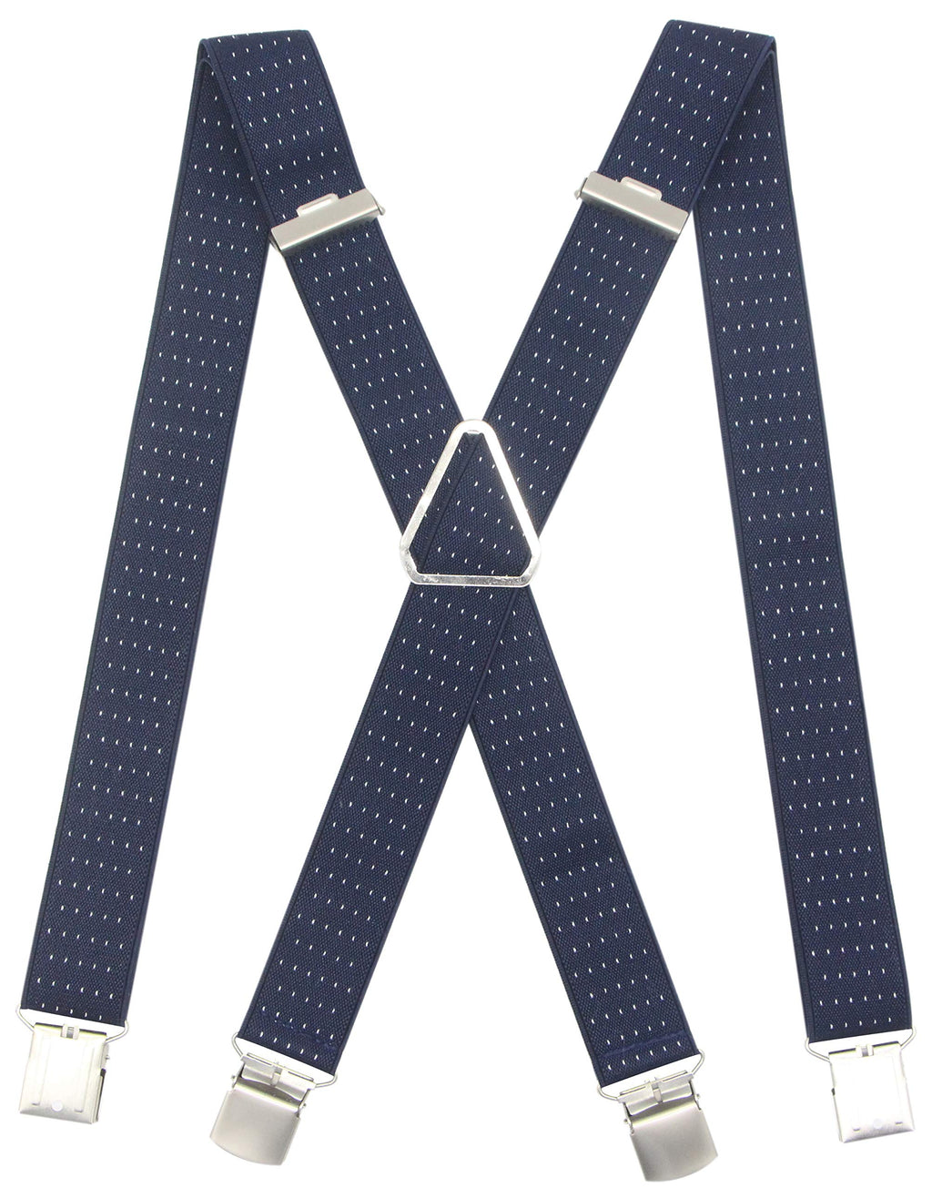 [Australia] - Men’s Suspender X-shape Wide Adjustable Strong Clips Braces Heavy Duty For Casual&Formal Navy Dots 