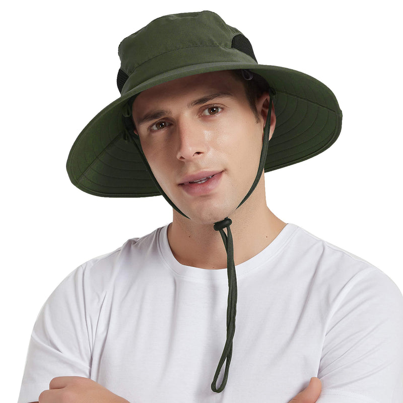 [Australia] - EINSKEY Sun Hat for Men/Women, Sun Protection Wide Brim Bucket Hat Waterproof Breathable Packable Boonie Hat for Fishing Army Green 
