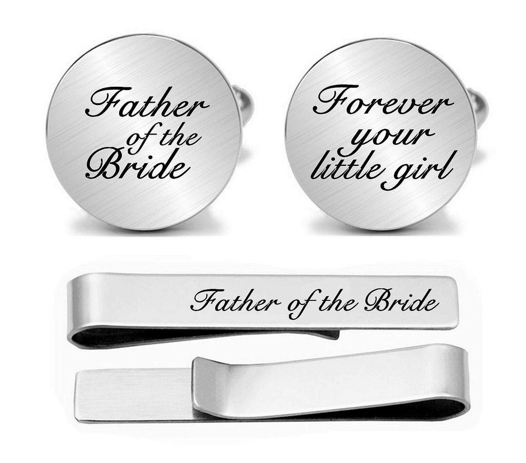 [Australia] - JUPPE Father of The Bride Cuff Links Tie Bar Set Personalized Wedding Cufflinks Gift for Dad Style 2 