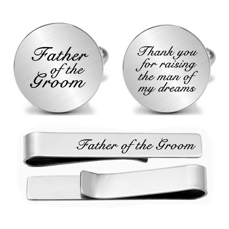 [Australia] - JUPPE Father of The Groom Cuff Links Tie Bar Set Personalized Wedding Cufflinks Gift for Father Style 1 