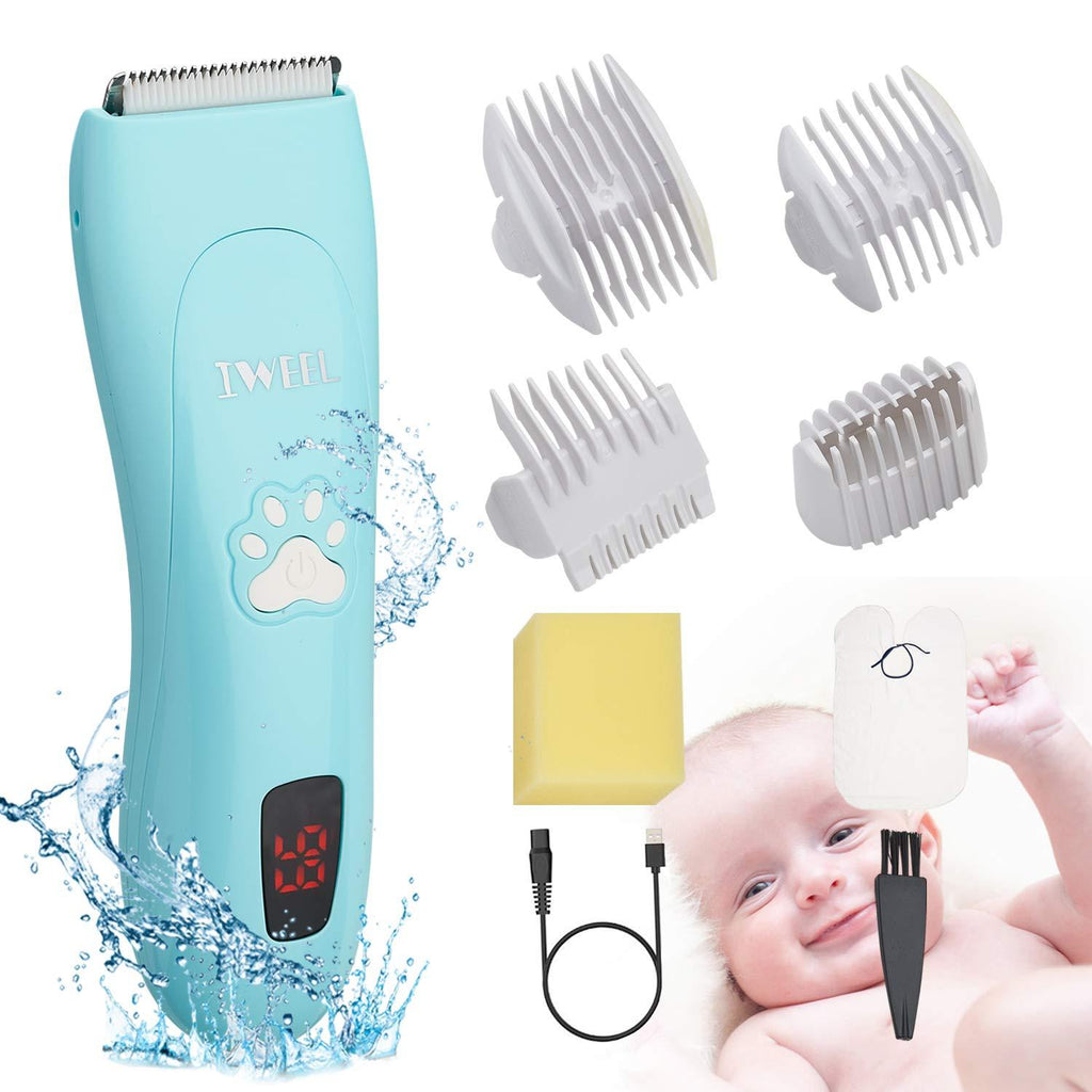[Australia] - Baby Hair Clippers, Electric Hair Clippers for Kids Ceramic Hair Trimmer for Infants & Toddler Ultra Quiet IPX7 Waterproof Rechargeable Cordless Haircut Kit Set for Child Fine Hair Blue 