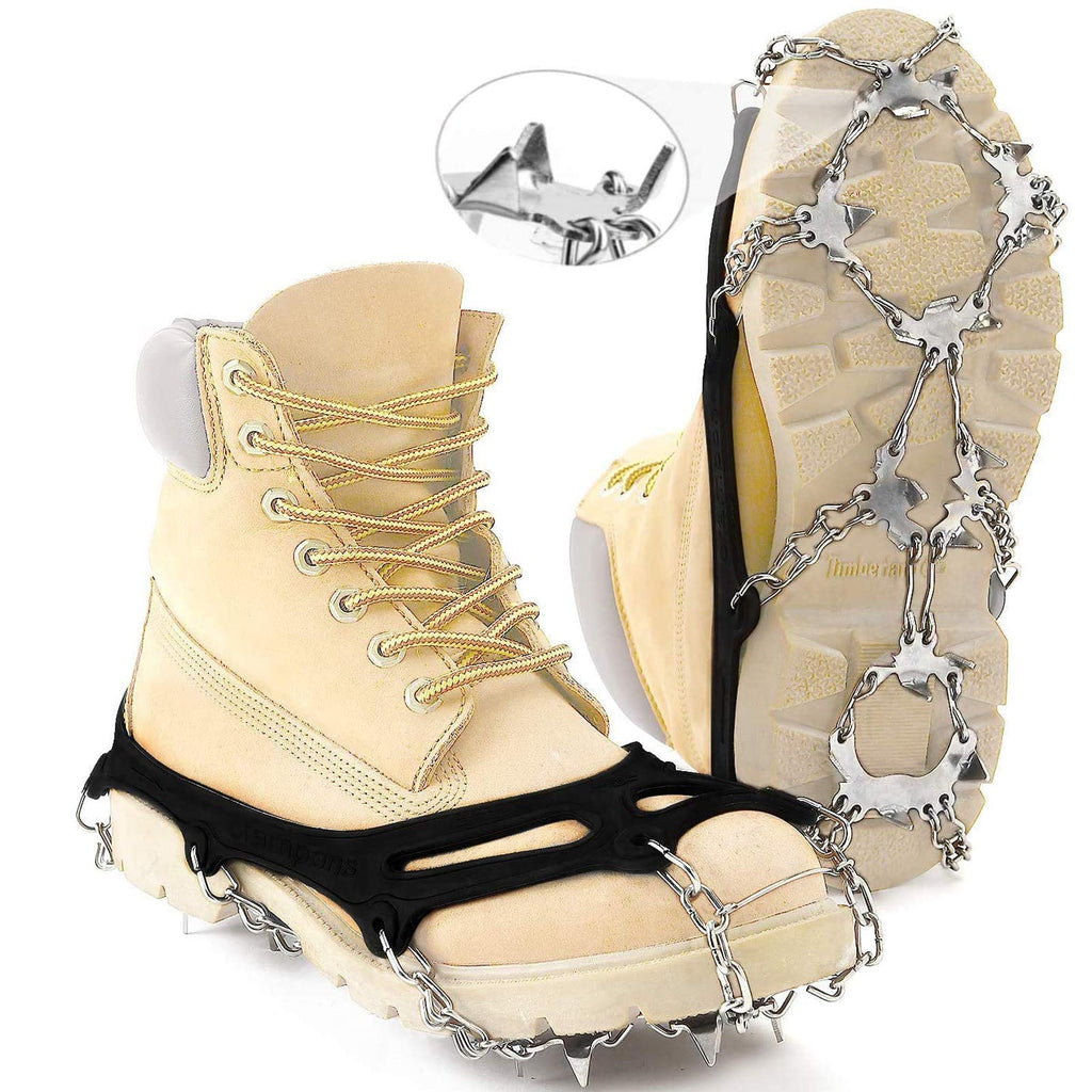 [Australia] - Hurdilen Crampons for Shoes,24 Spikes Stainless Steel Ice Traction Cleats for Snow Boots and Shoes,Safe Protect Grips for Hiking Fishing Walking Mountaineering Black M(35-40) 