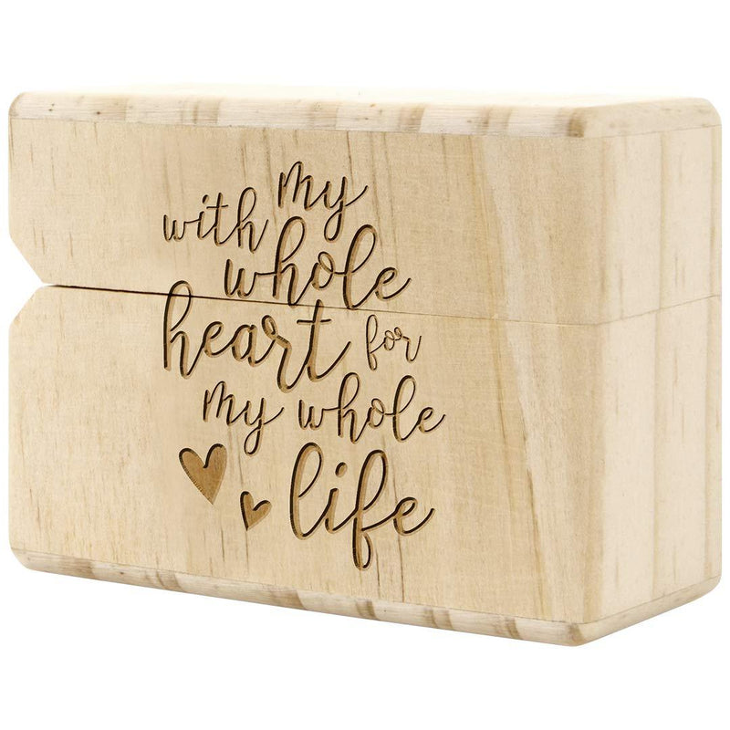 [Australia] - Koyal Wholesale Engraved Real Wood Slim Ring Box, Wedding Engagement Proposal Ring Box, Discreet Thin Ring Box With Hinge (With My Whole Heart For My Whole Life) With My Whole Heart For My Whole Life 