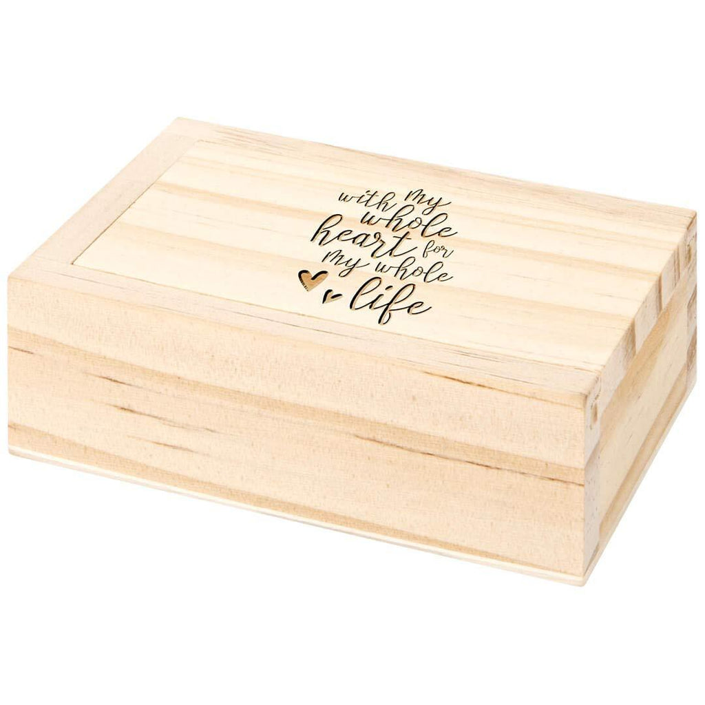 [Australia] - Koyal Wholesale Engraved Wood Ring Box With Lid, Ring Bearer Box, Keepsake Ring Box, Rustic Proposal Engagement Ring Box, Real Pine Wood (With My Whole Heart for My Whole Life) 