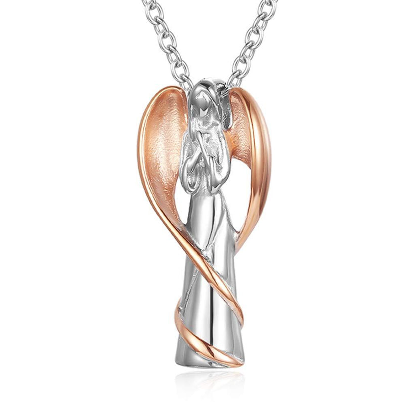 [Australia] - Cremation Urn Necklace for Ashes Angel Wing Keepsake Locket Stainless Steel Cross Cremation Jewelry Waterproof Memorial Pendant Style 1 