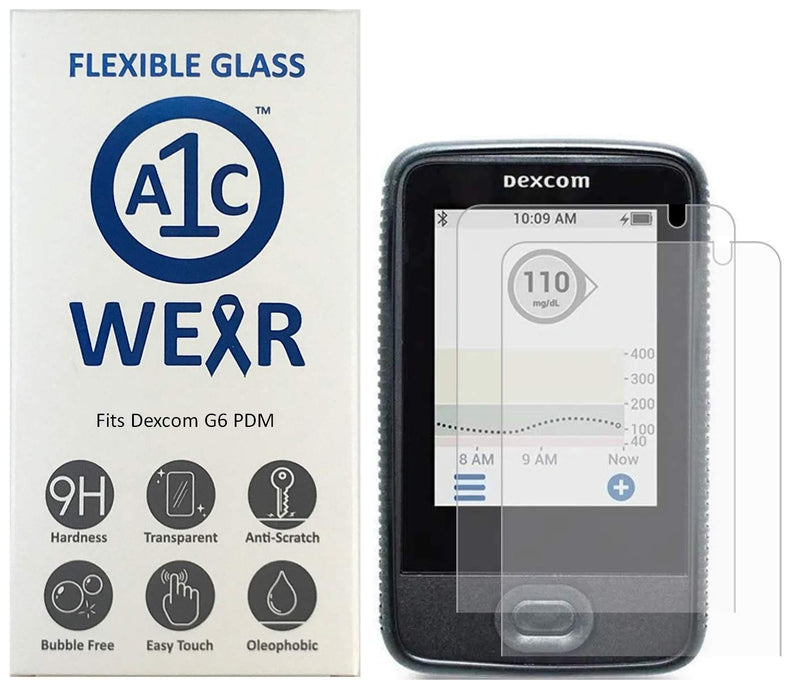 [Australia] - A1C WEAR - 9H Flexible Glass Screen Protector For Dexcom G6 Receiver PDM - Won't Crack or Chip - Anti-Scratch Anti-Fingerprint - 2 Pack 