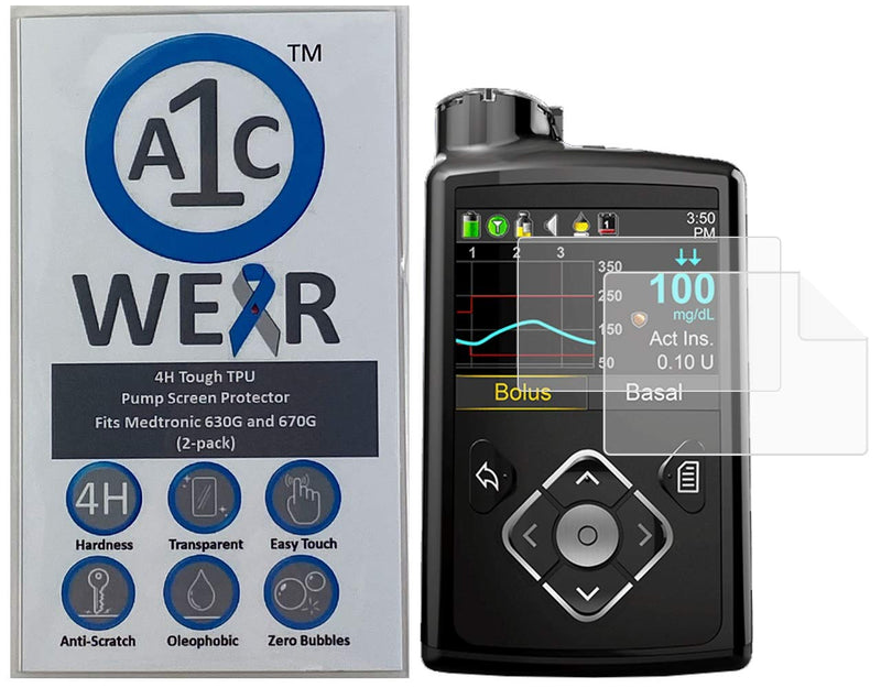 [Australia] - A1C WEAR - 4H Tough TPU Screen Protector for Medtronic 770G 780G 670G 640G 630G 620G Insulin Pumps - Won't Crack or Chip - Anti-Scratch Anti-Fingerprint - 2 Pack 