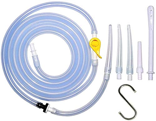 [Australia] - Enema Tubing Replacement Pack for Bucket and Silicone Bag - Includes Clamp, Stopcock, 4 Nozzles, Single-Way Valve, and 6ft Tube Stopcock Tap, Clamp & Hook 