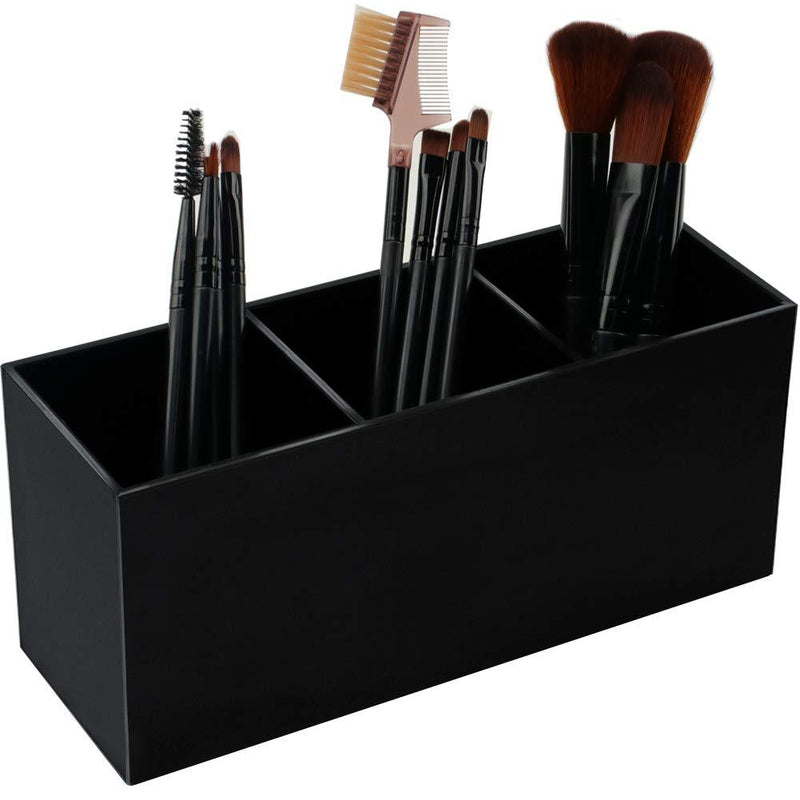 [Australia] - Weiai Black Makeup Brush Holder Organizer, 3 Slot Acrylic Cosmetics Brushes Storage Solution 