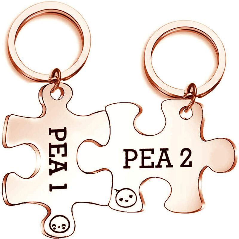 [Australia] - CHOORO Twins Keychain Set Two Peas in A Pod Pea 1 & Pea 2 Keychain Set Twins Jewelry Gift for Twin Sister/Brother Best Friend pea1 & pea2 RG 