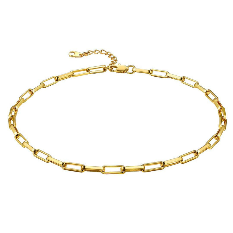 [Australia] - ChainsHouse 18K Gold Layered Bead/Paperclip/Heart Shape/Crystal Beads/Thick Chunky Cuban/O Cable Gold Link Chain Choker Necklaces for Women Girls, Send Gift Box a. Oval Link Chain (HOT) 