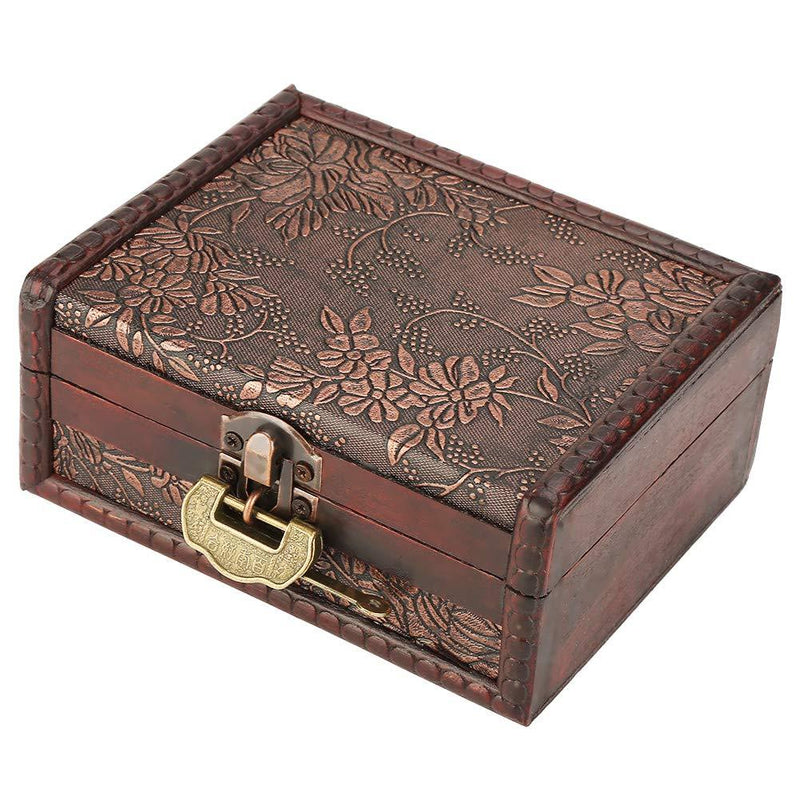 [Australia] - Vintage Wooden Storage Box Antique Old Decorative Storage Organizer Jewelry Treasure Box Organizer with Metal Lock for Woman Gifts 