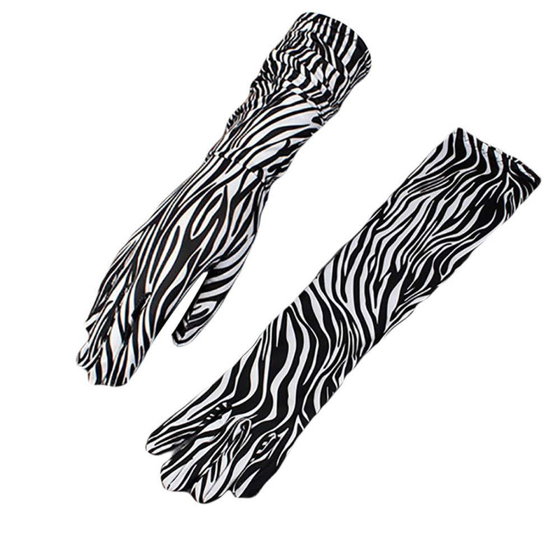 [Australia] - Spandex Elbow Length Costume Gloves Leopard animals print Gloves Zebra Gloves Cheetah Gloves 