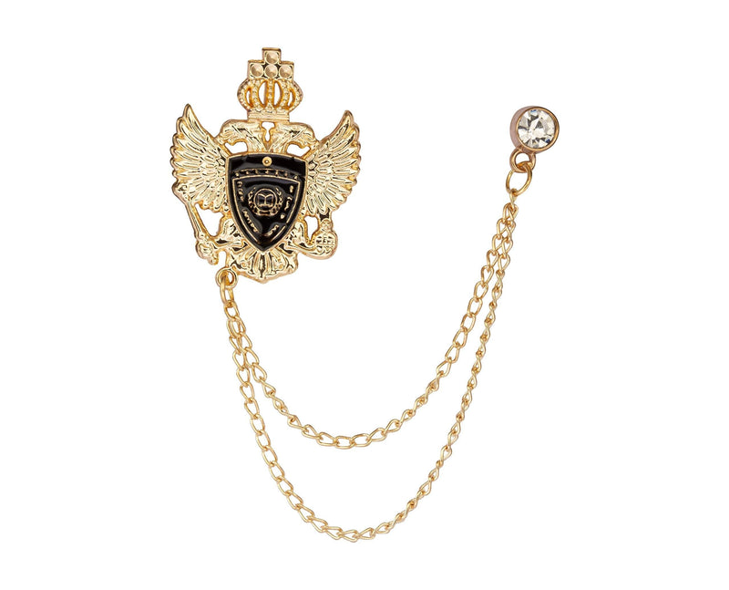 [Australia] - Knighthood Double Headed Eagle, Shield and Crown Lapel Pin Badge Coat Suit Jacket Wedding Gift Party Shirt Collar Accessories Brooch 