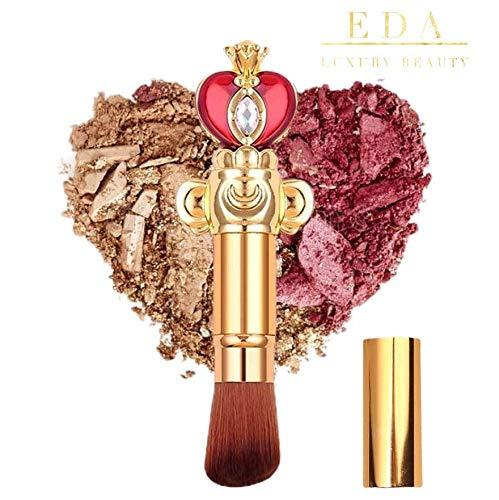 [Australia] - EDA LUXURY BEAUTY ROYAL KABUKI MAKEUP BRUSH With Cover Face Contour Brush Blending Blush Bronzer Contour Highlighter Powder Best Vegan Retractable Gold Makeup Brush 