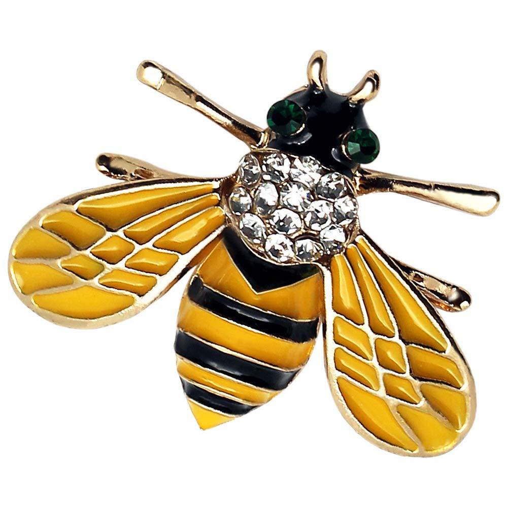 [Australia] - CUFTS Honey Bee Brooch Pin Insect Rhinestone Brooches Jewelry for Women Girls Yellow 