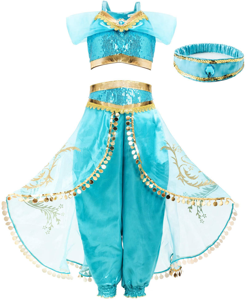 [Australia] - FUNNA Costume for Girls Princess Kids Dress Up Outfit Party Supplies Blue 3T 