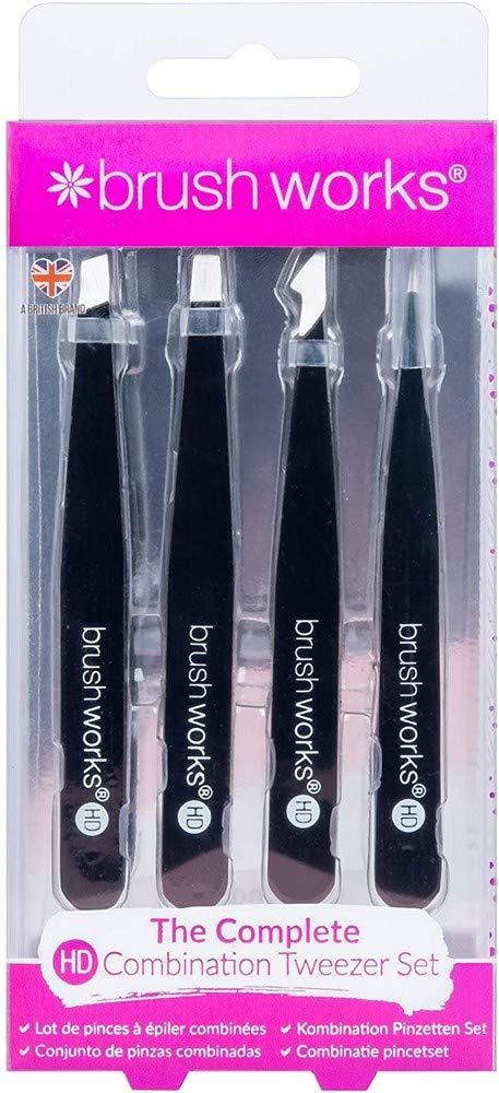 [Australia] - Brushworks HD 4 Piece Combination Tweezer Set - Black 