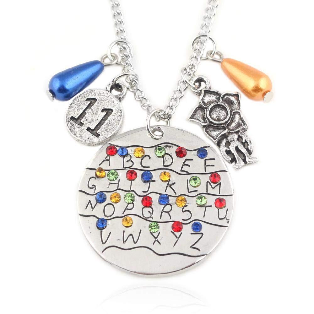 [Australia] - Stranger Things Necklace with Lucky Charms in Velvet Gift Pouch Holiday Season Christmas Gift Best Suited for Kids Teenagers Adults 