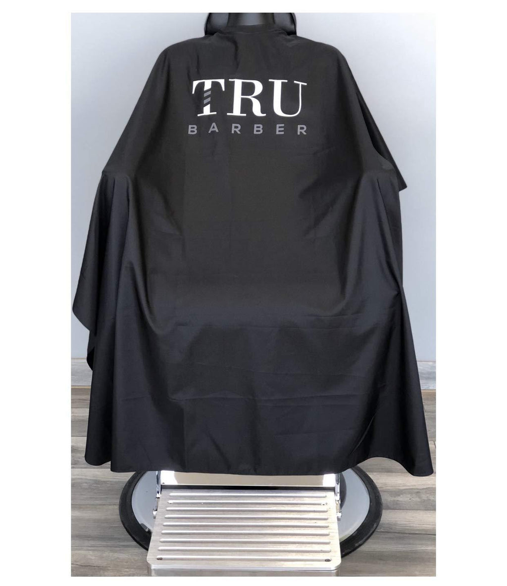 [Australia] - TRU BARBER Cape 100% Polyester, light weight cape and Waterproof, Professional Salon Cape with Snap Closure Hair Salon Cutting Cape, Barber Cape, Barbershop cape, 50" x 58” (Black/White) 