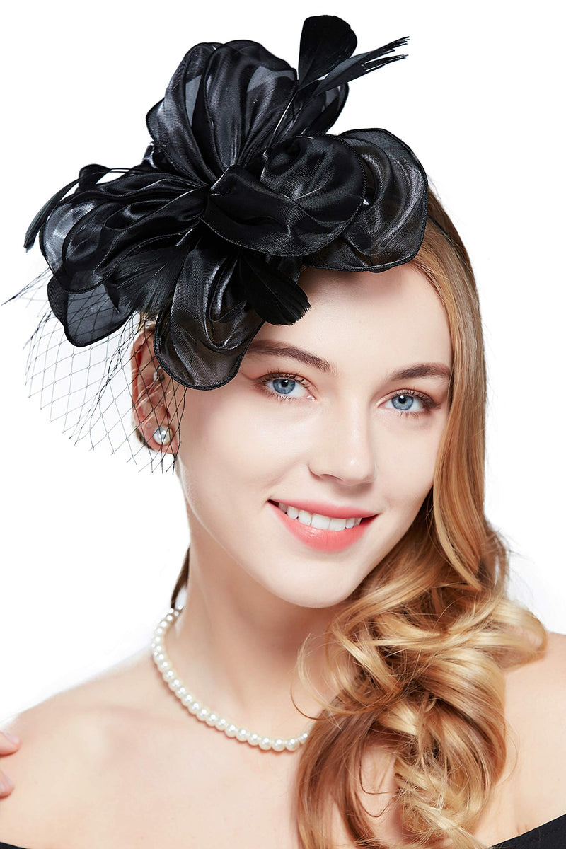 [Australia] - BABEYOND Women's Fascinator Hats Tea Party Fascinator Hat with Veil Kentucky Derby Headpiece for Cocktail Wedding Black 