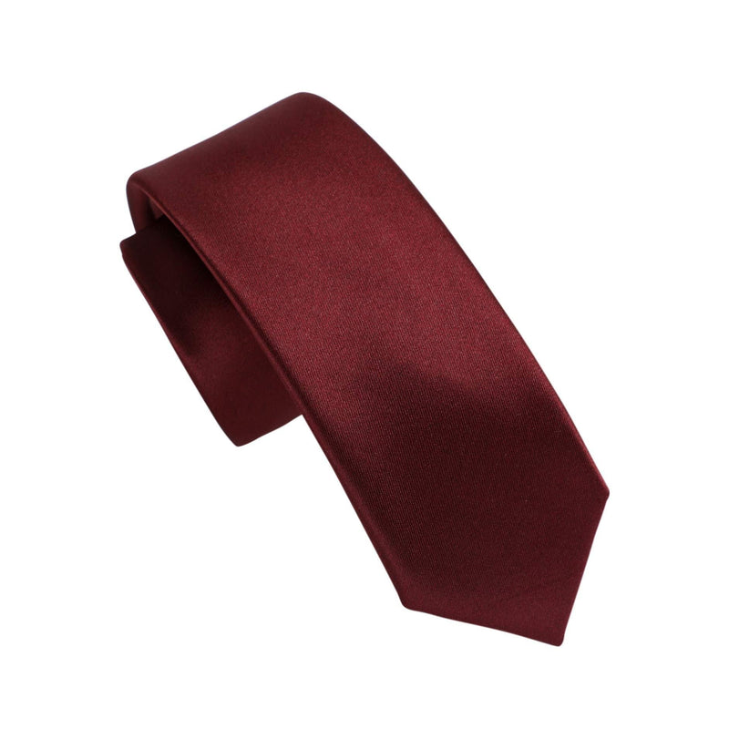[Australia] - Fortunatever Mens Solid Color Tie,Slim Necktie With Multiple Colors+Pocket Square Burgundy Red 