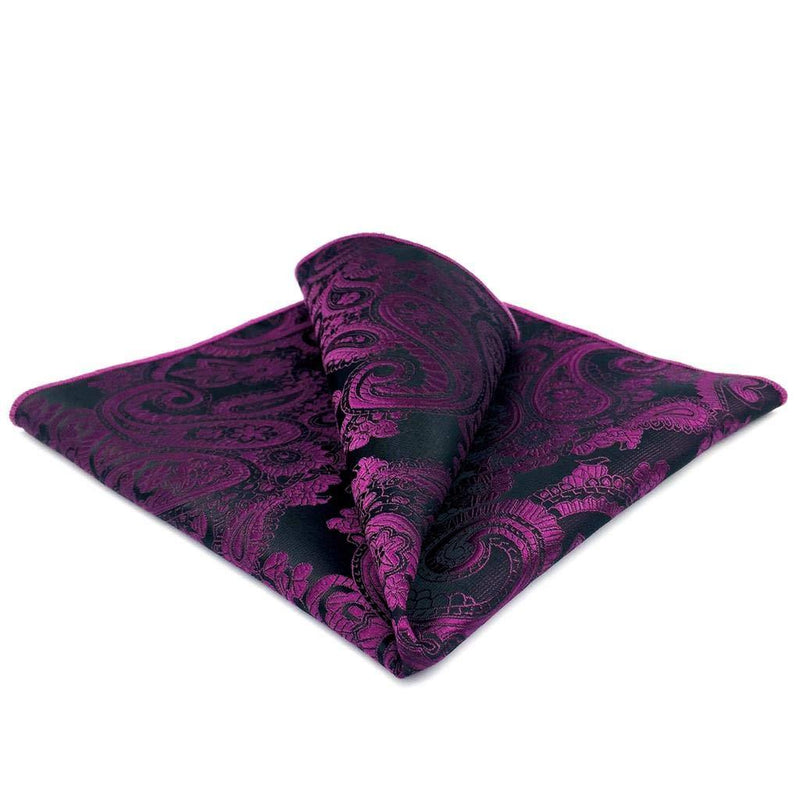 [Australia] - S&W SHLAX&WING Purple Ties for Men Silk Neckties Plum Paisley for Wedding Party Designer 12.6"x12.6" Matching Pocket Square Only 