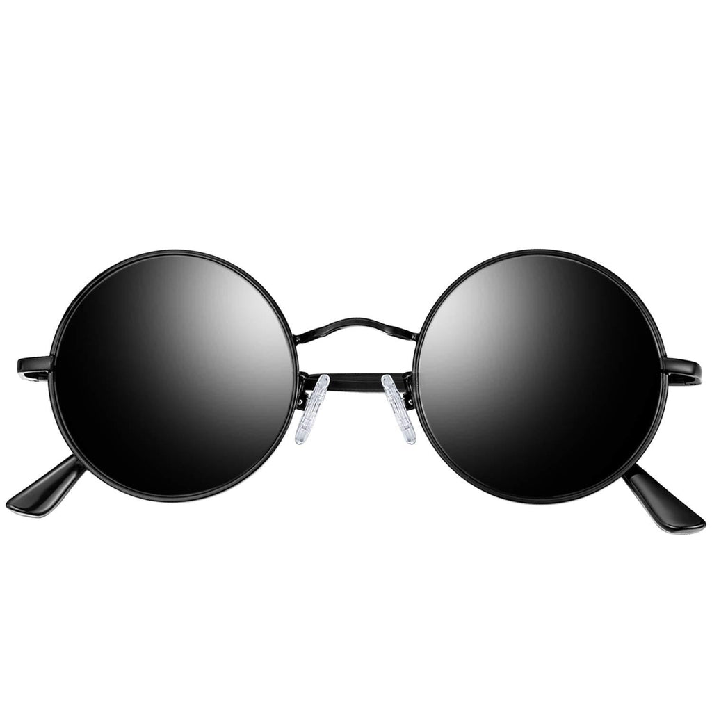 [Australia] - Joopin Polarized Lennon Round Sunglasses Women Men Circle Hippie Sun Glasses Black Multicolored 