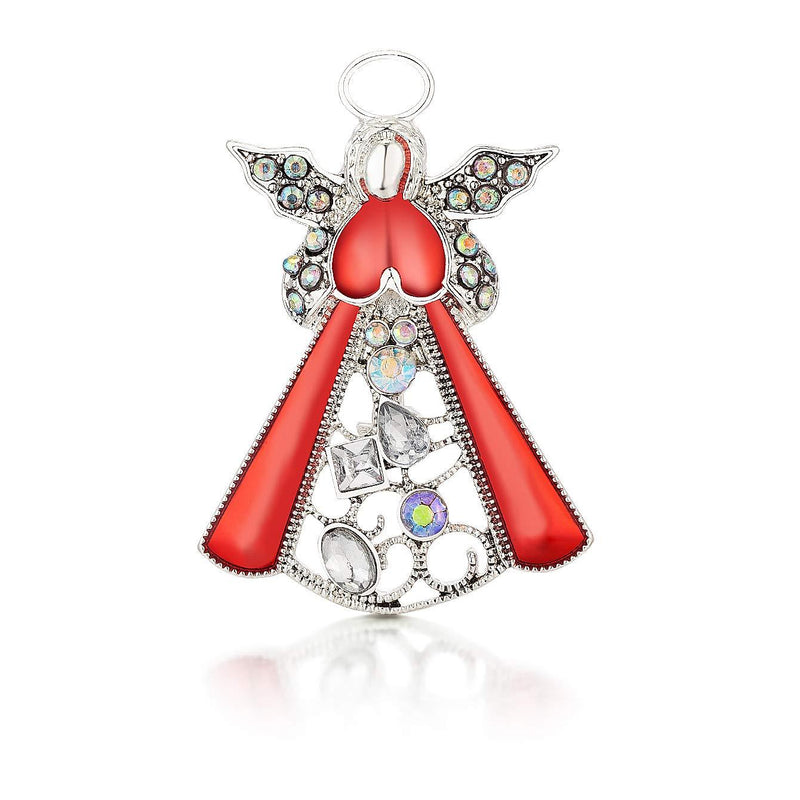 [Australia] - RareLove 1.85" Vintage Angel with Red Heart Christmas Pins and Brooches CZ Rhinestone Crystal Brooch Pin Gift for Women Girls Alloy Plated 