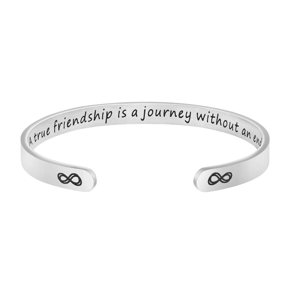 [Australia] - Joycuff Bracelets for Women Funny Gifts for Her Inspirational Jewelry Friend Encouragement Gift Motivational Mantra Cuff Bangle A true friendship is a journey without an end 