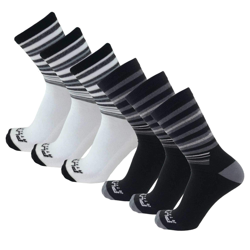 [Australia] - Pure Athlete Fashion Diabetic Socks- Diabetes, Therapeutic, Ankle, Crew, pack for men 6 Pairs - White/Black(3)-black/White(3) Large-X-Large 