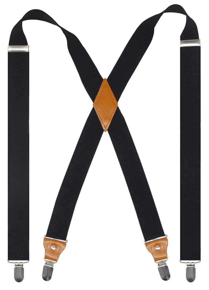 [Australia] - Doloise Adjustable Elastic X Back Style Suspenders for Men's and Women's With Strong Metal Clips Black 