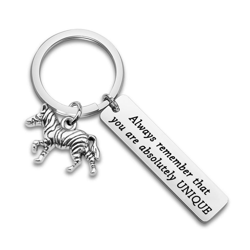 [Australia] - WUSUANED Inspirational Gift Always Remember That You are Absolutely Unique Zebra Keychain Inspirational Jewelry Gift for Zebra Lover always remember you are unique keychain 