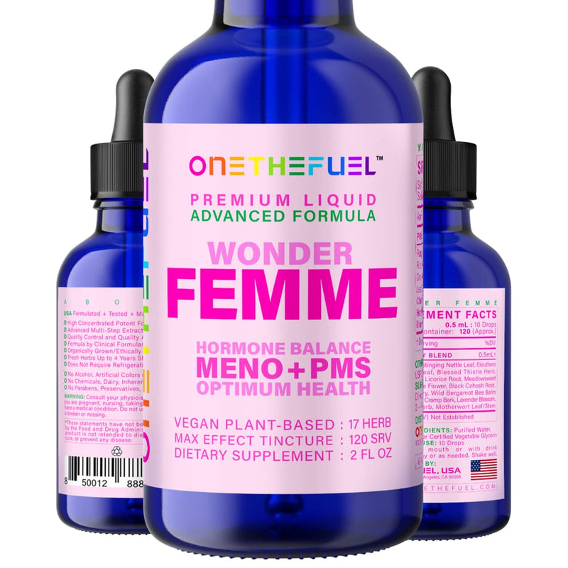 [Australia] - Wonder Femme 2oz. Plant-Based Hormone Balance Menopause Hot Flashes Depression Relief. 100% Natural Estrogen Supplement. Dong Quai, Vitex, Black Cohosh + 17 Herbal Fast Absorb Tincture Liquid 